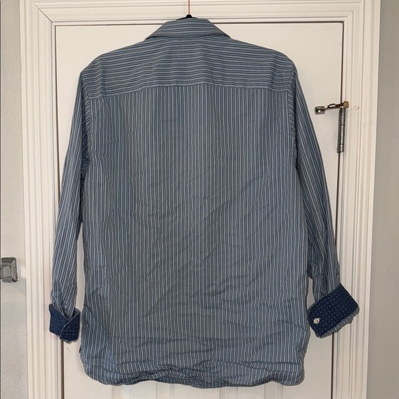 Austin Reed London Blue Pinstripe Button Down Shirt - Picture 6 of 7